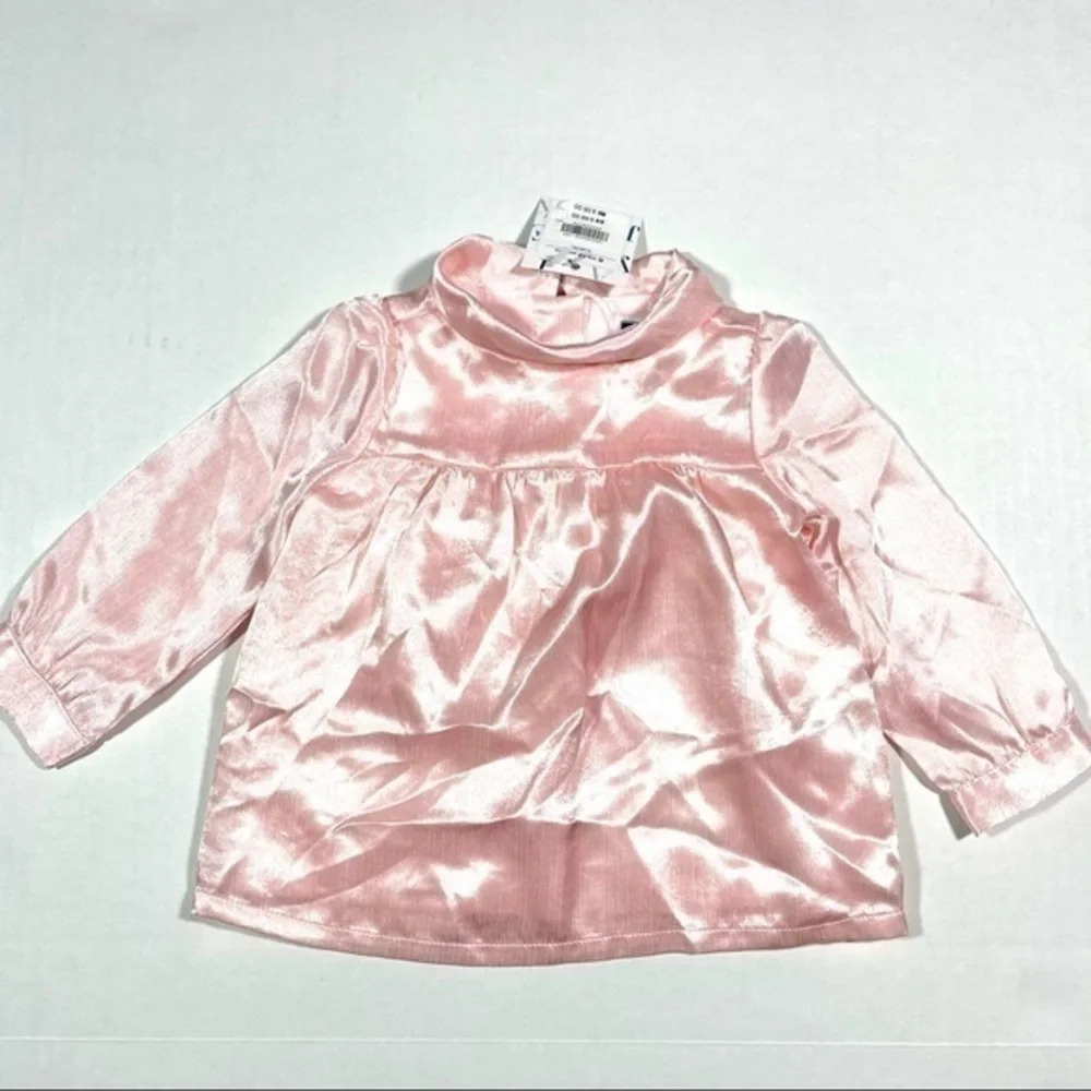 New Janie and Jack Girls Mock Neck Blouse Pink Polyester